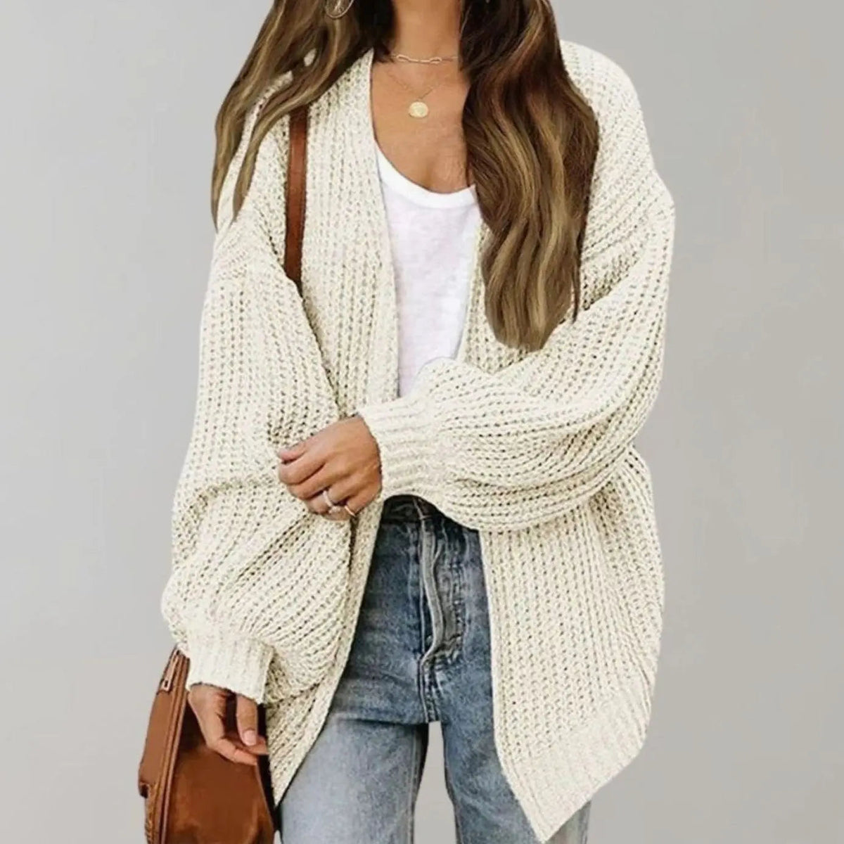 Women's Relaxed Fit Oversized Knit Open Front Cardigan