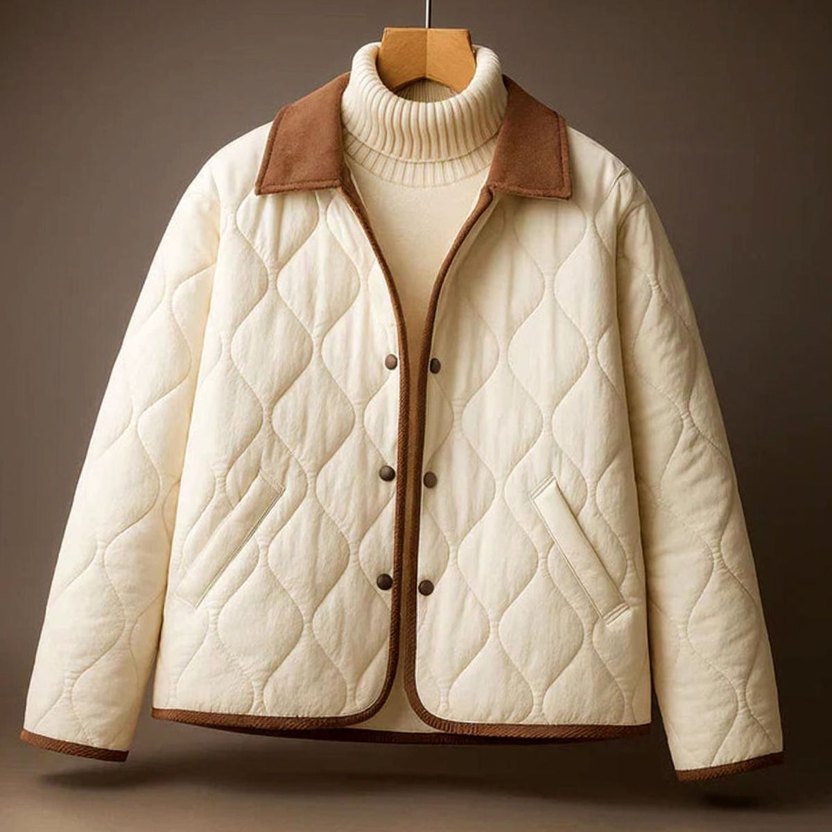 Women's Relaxed-Fit Quilted Lapel Winter Coat Jacket