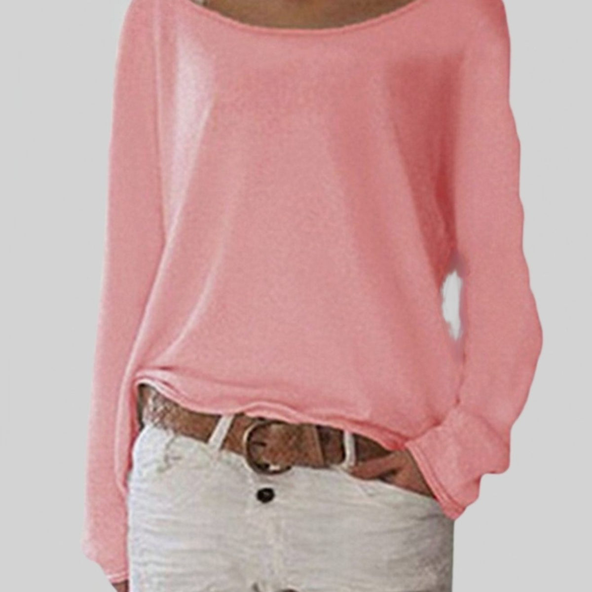 Women's Relaxed-Fit Round-Neck Long-Sleeve Pullover Jumper