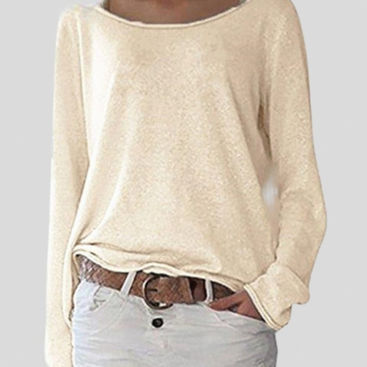 Women's Relaxed-Fit Round-Neck Long-Sleeve Pullover Jumper
