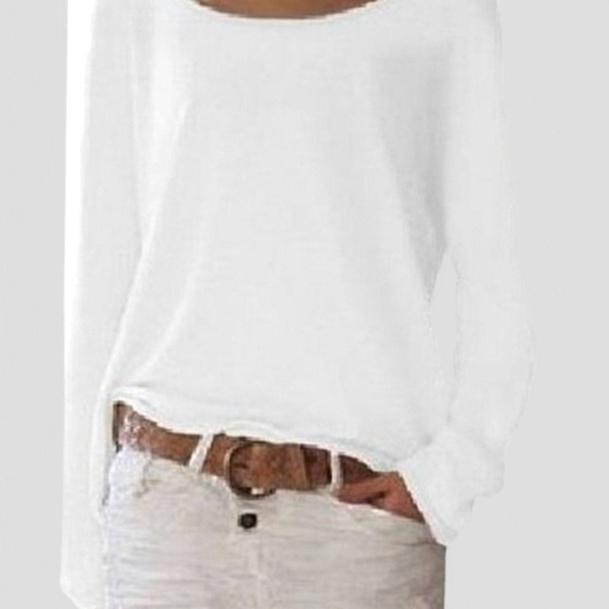 Women's Relaxed-Fit Round-Neck Long-Sleeve Pullover Jumper