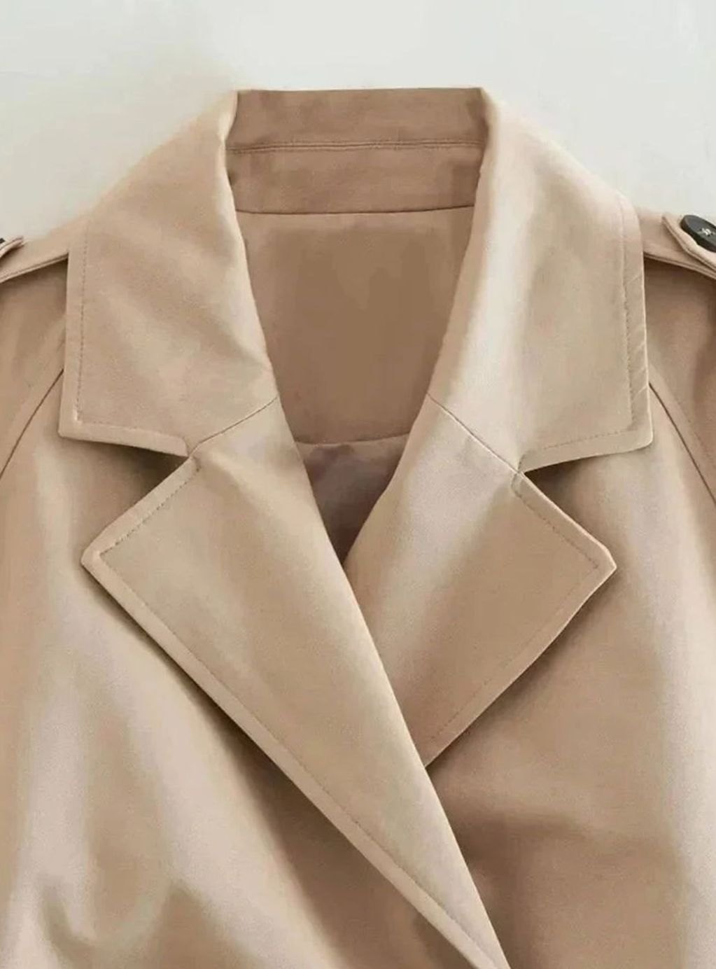 Women's Short Beige Trench Coat Cropped Long-Sleeve Jacket
