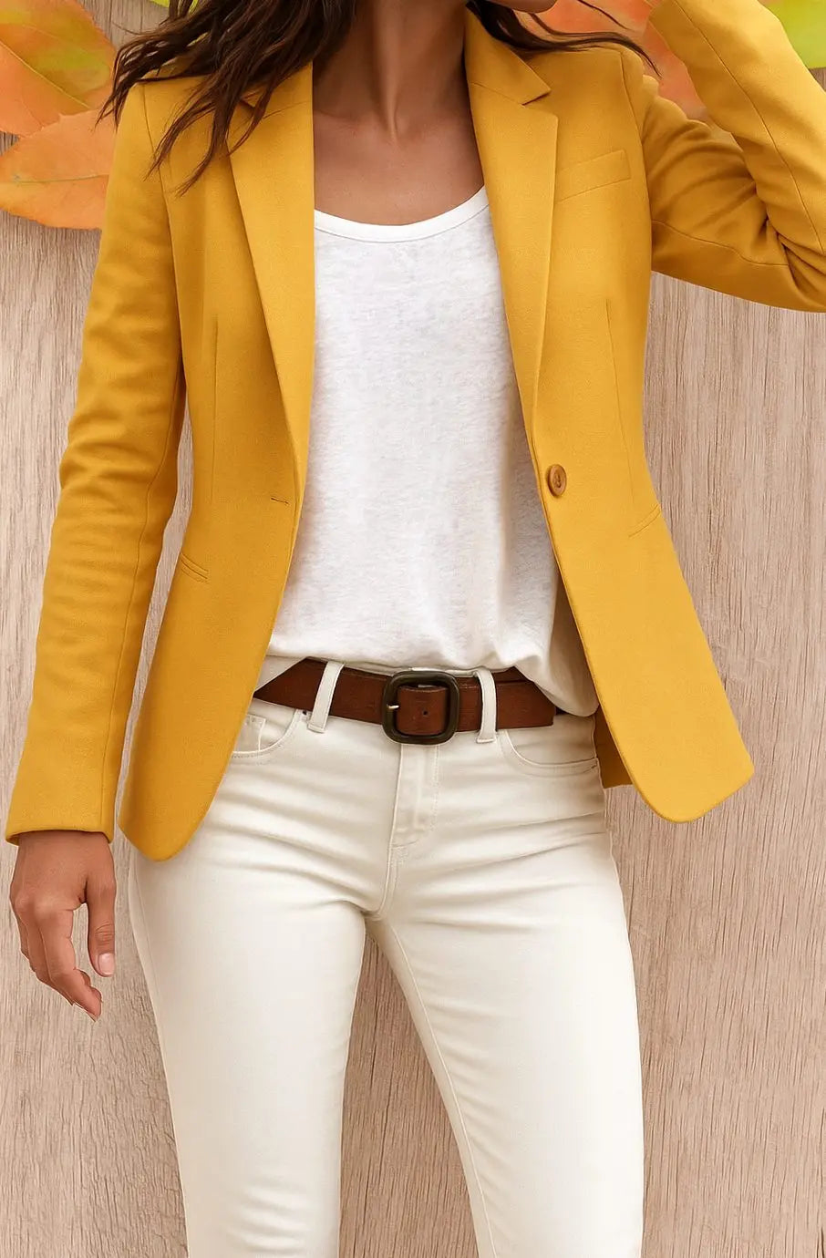 Women's Single Button Fitted Office Blazer Tailored Workwear Jacket