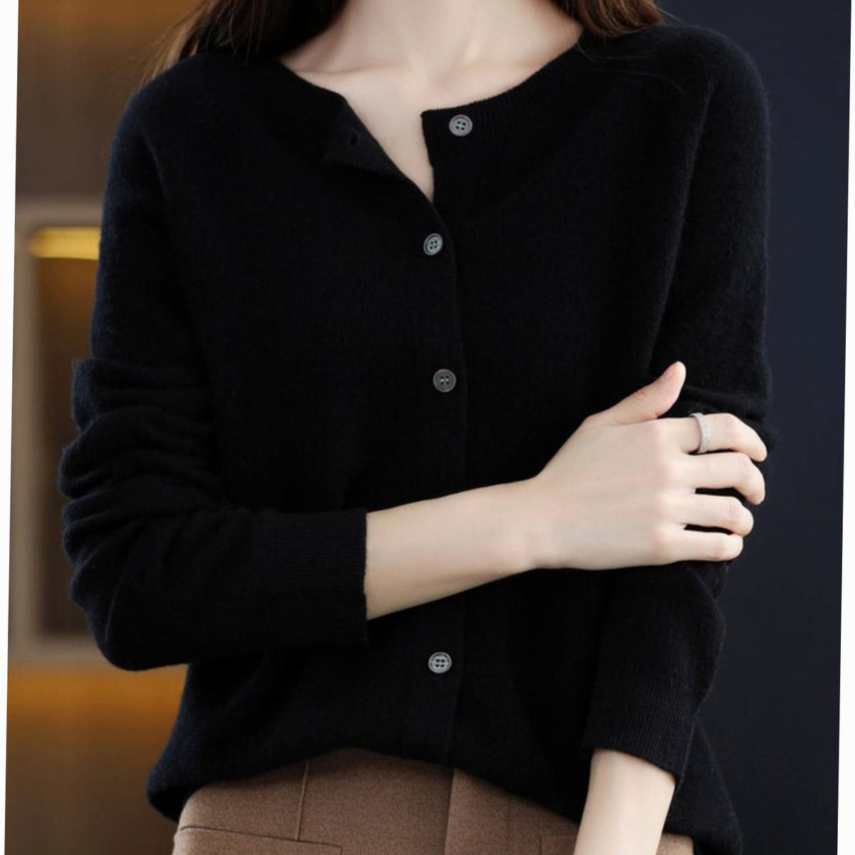 Women's Soft Knit V-Neck Button-Front Cardigan
