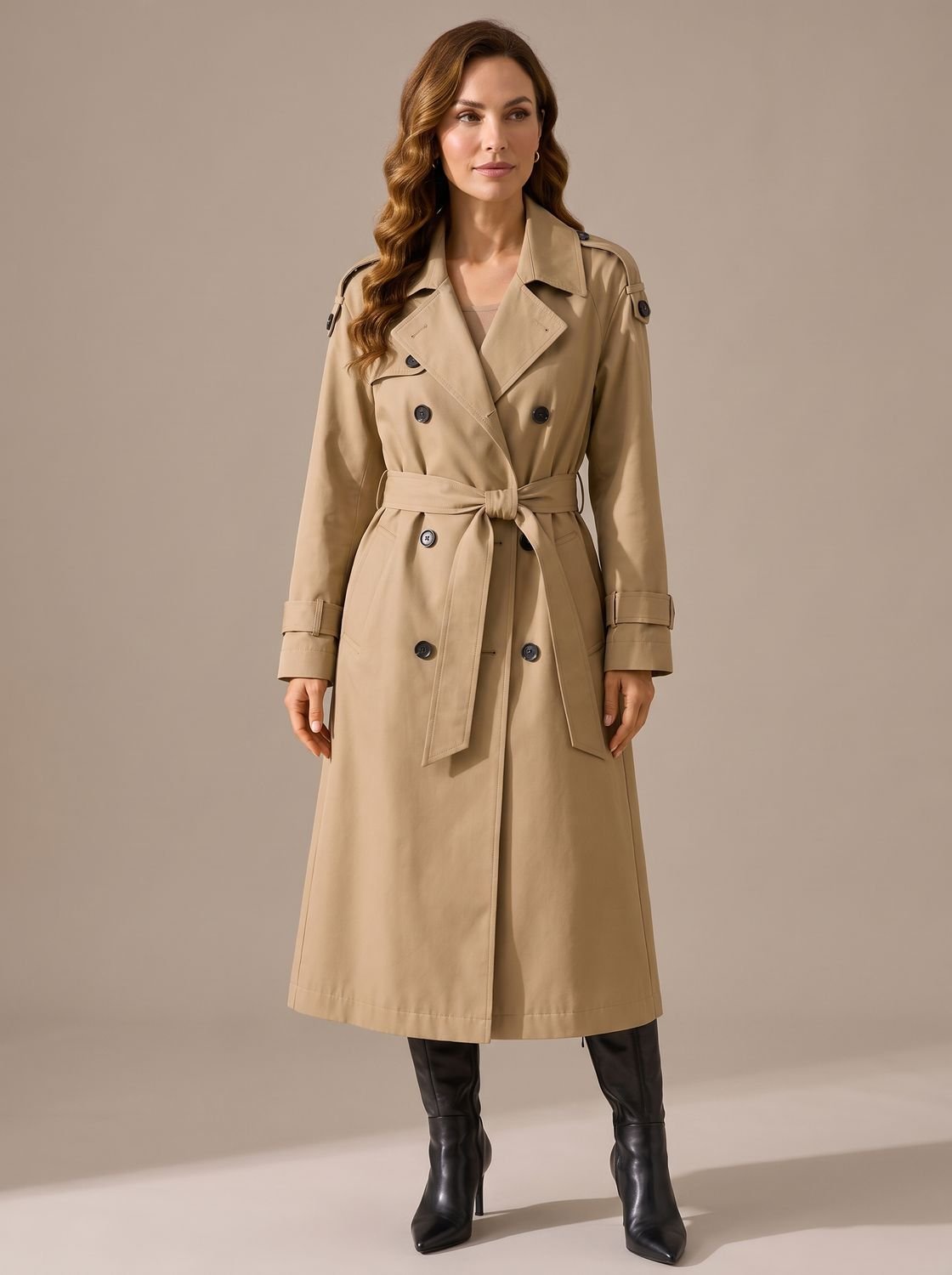 Ella | Women's Tailored Double-Breasted Longline Belted Trench Coat