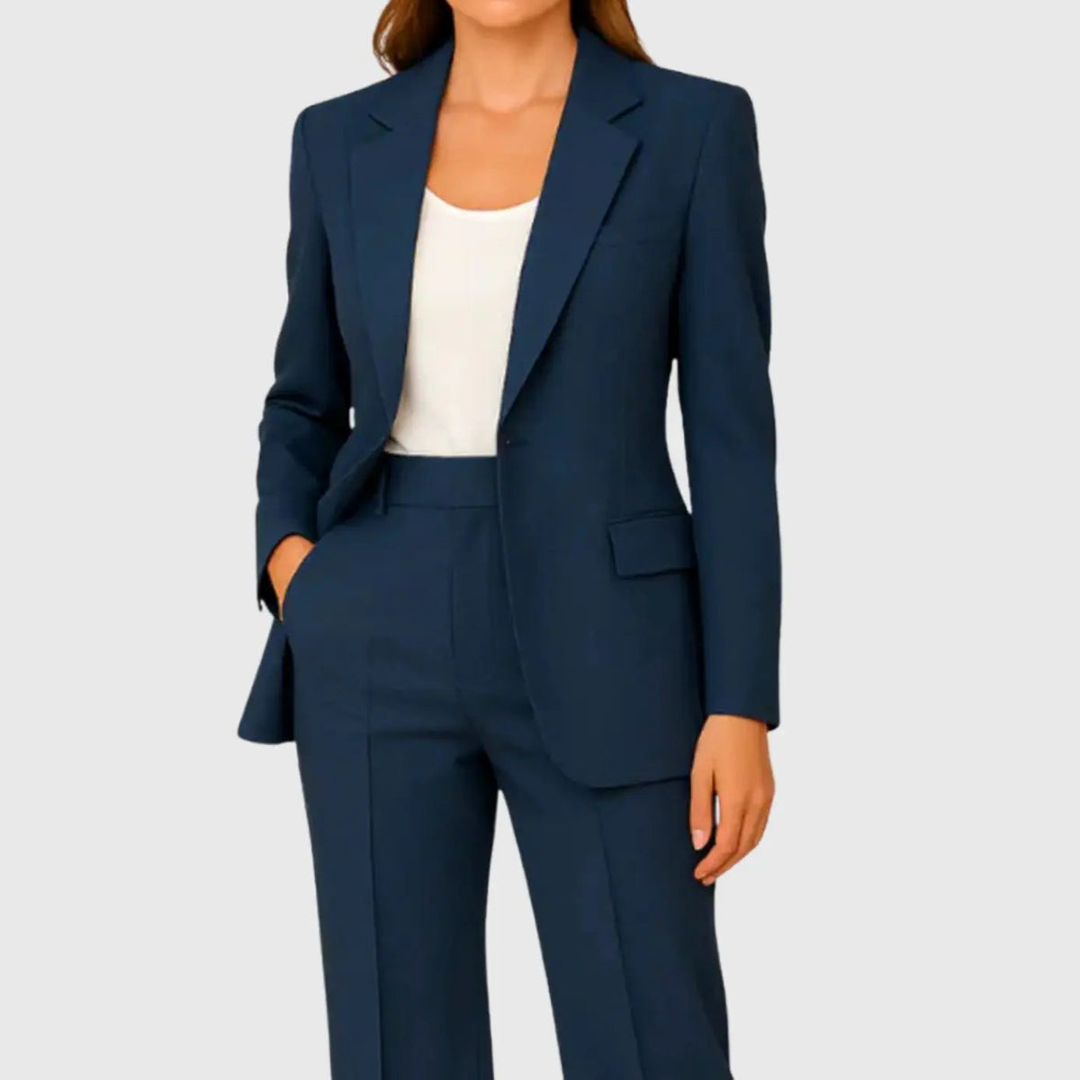 Women's Tailored Single-Button Blazer Suit Set Trousers