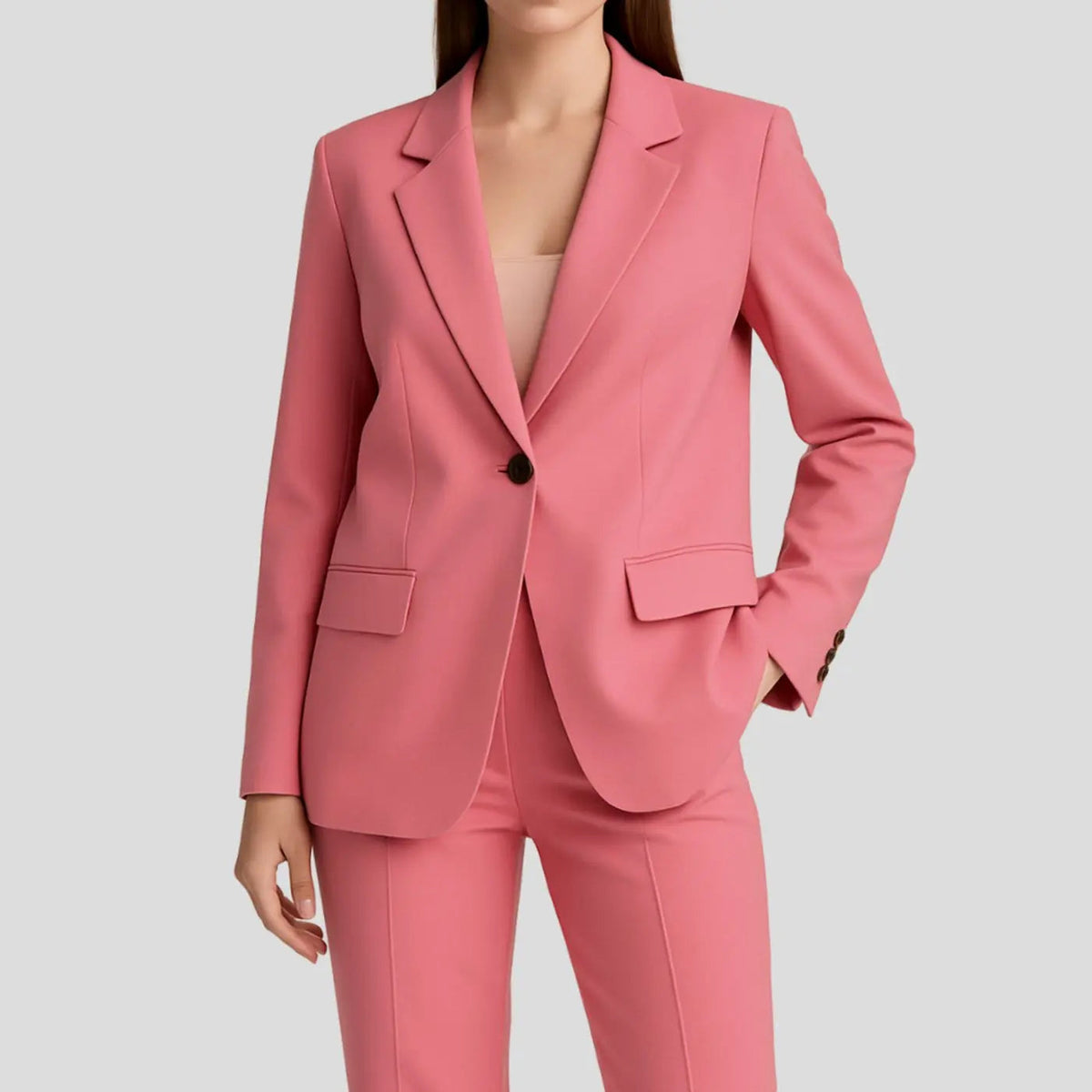 Women's Tailored Single-Button Blazer Suit Set Trousers