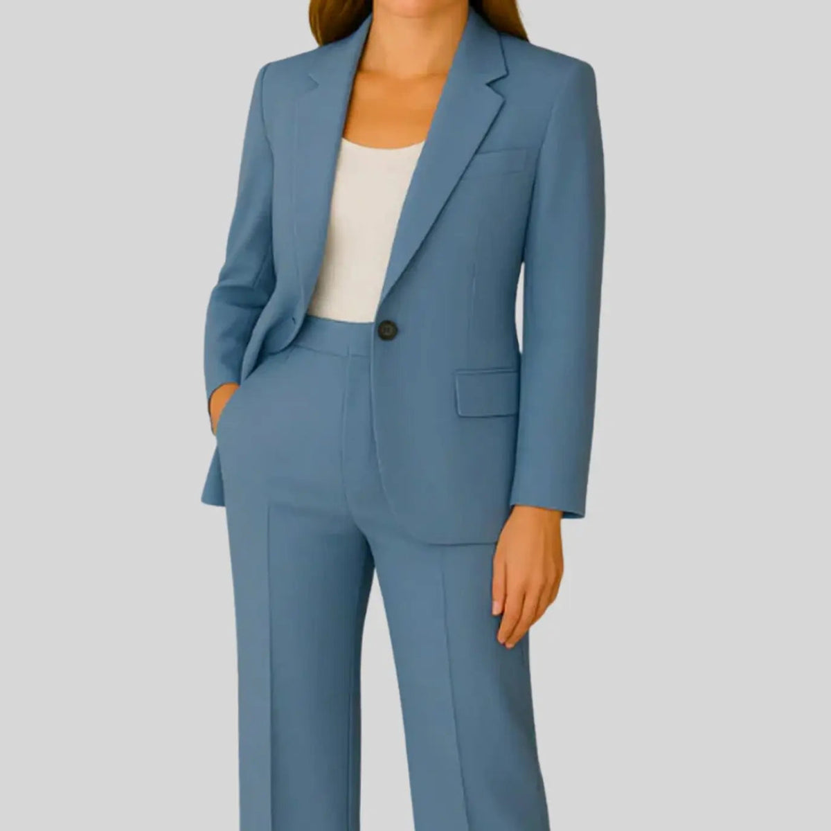 Women's Tailored Single-Button Blazer Suit Set Trousers