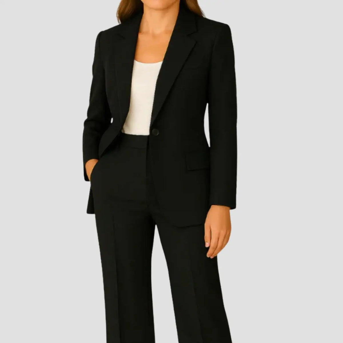 Women's Tailored Single-Button Blazer Suit Set Trousers