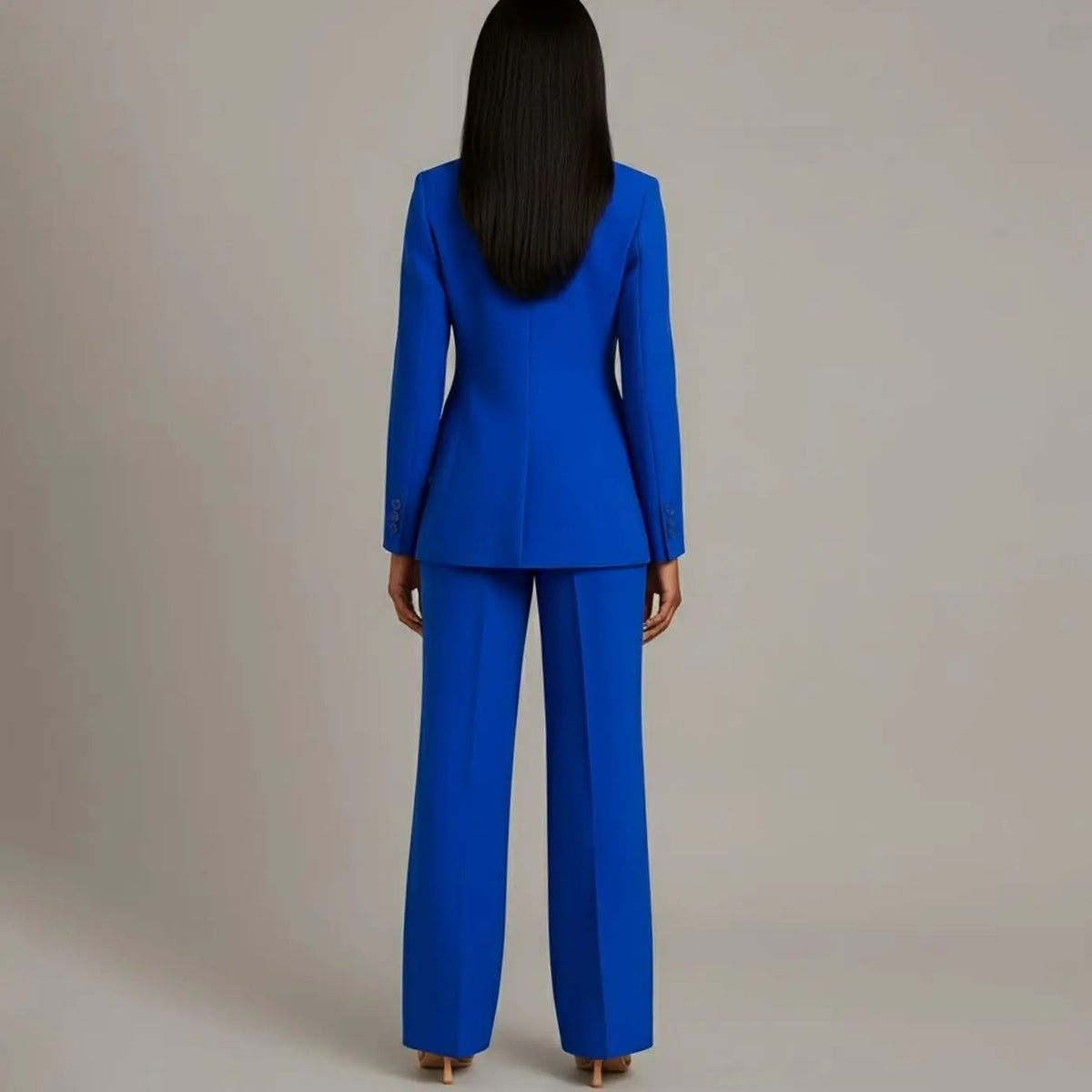 Women's Tailored Single-Button Blazer Trouser Suit Set