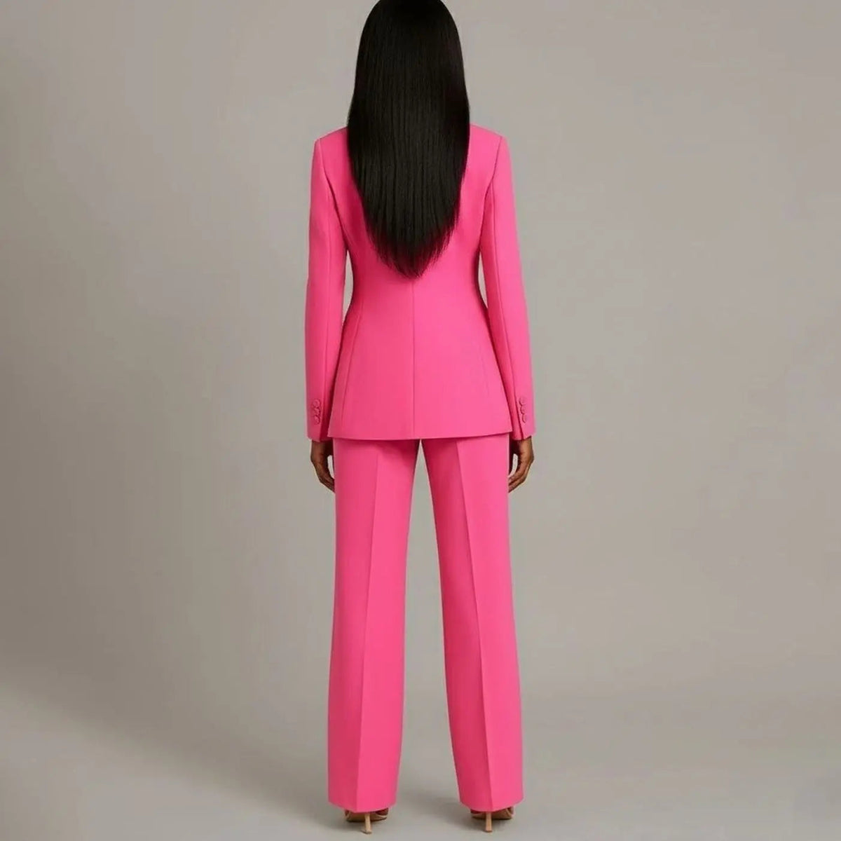 Women's Tailored Single-Button Blazer Trouser Suit Set