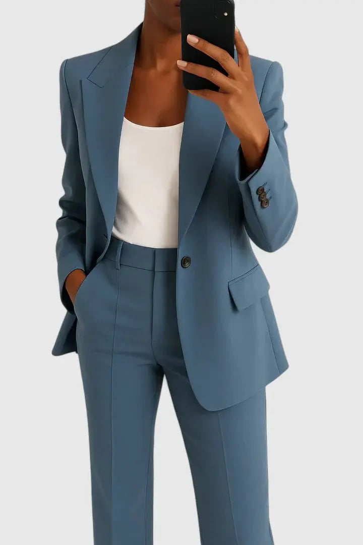 Women's Two Piece Suit Set Tailored Blazer Trousers Office