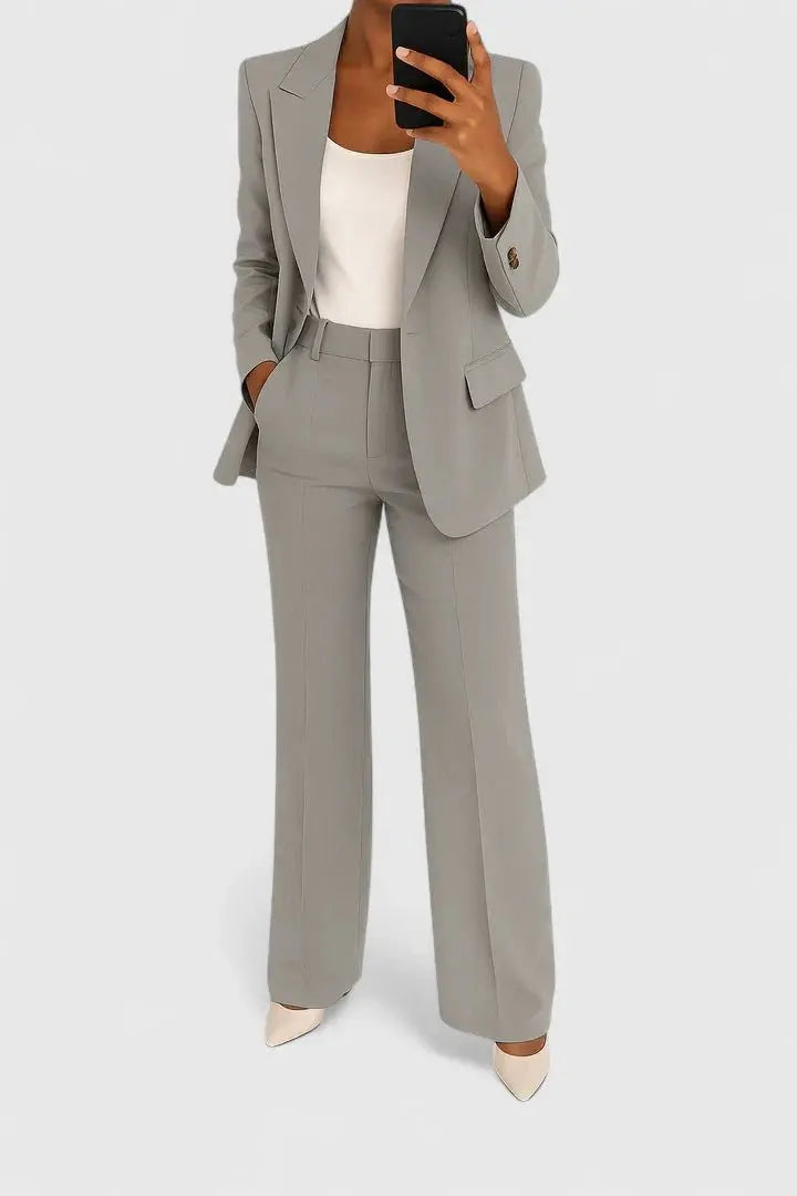 Women's Two Piece Suit Set Tailored Blazer Trousers Office