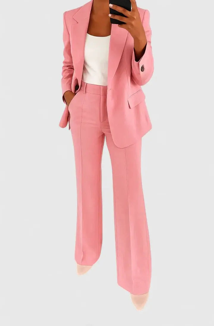 Women's Two Piece Suit Set Tailored Blazer Trousers Office