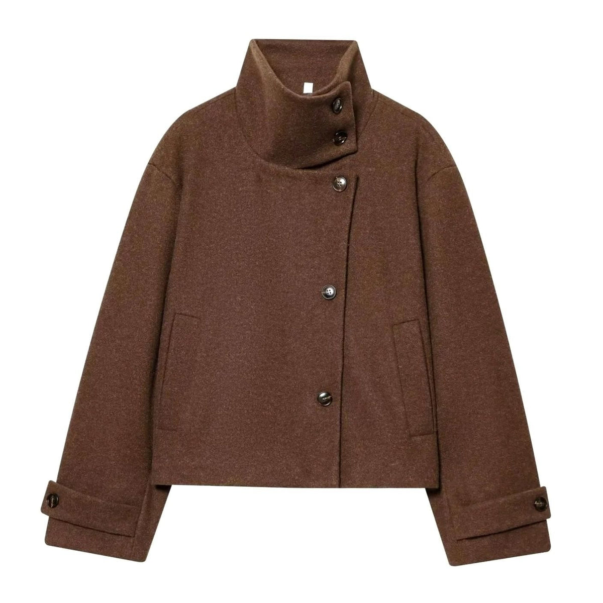 Women's Vintage Wool Blend Stand Collar Short Coat