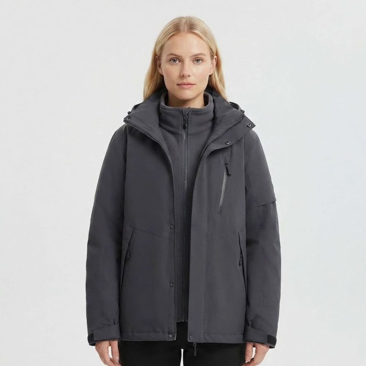 Women's Waterproof Hooded Relaxed-Fit Winter Jacket Fleece-Lined Collar