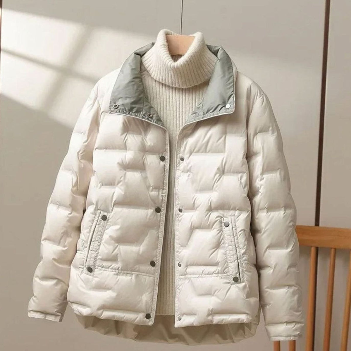 Women's Winter Quilted Down Puffer Coat High Stand Collar