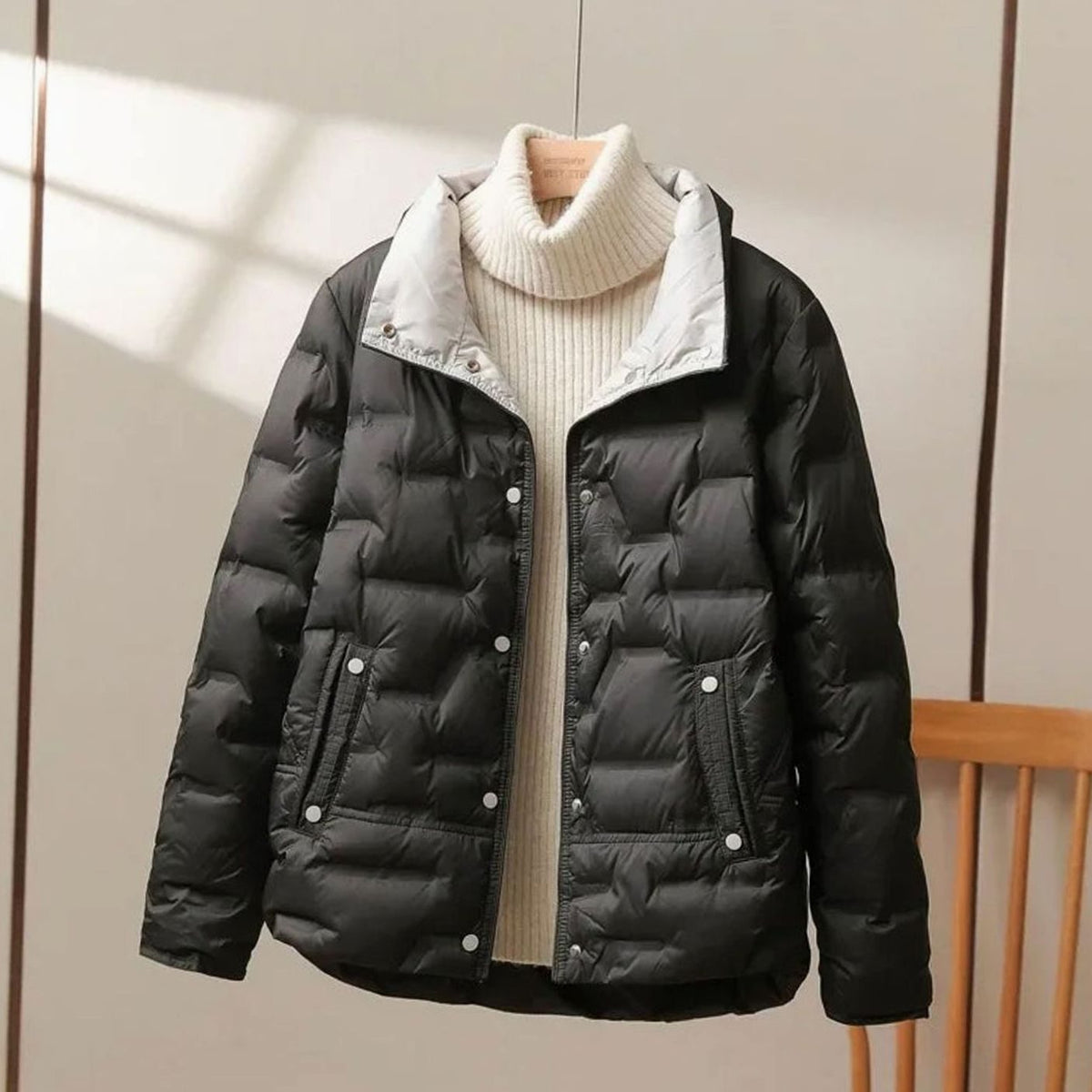 Women's Winter Quilted Down Puffer Coat High Stand Collar