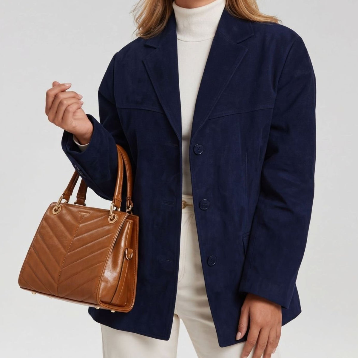 Women's Wool Blend Single-Breasted Lapel Overcoat