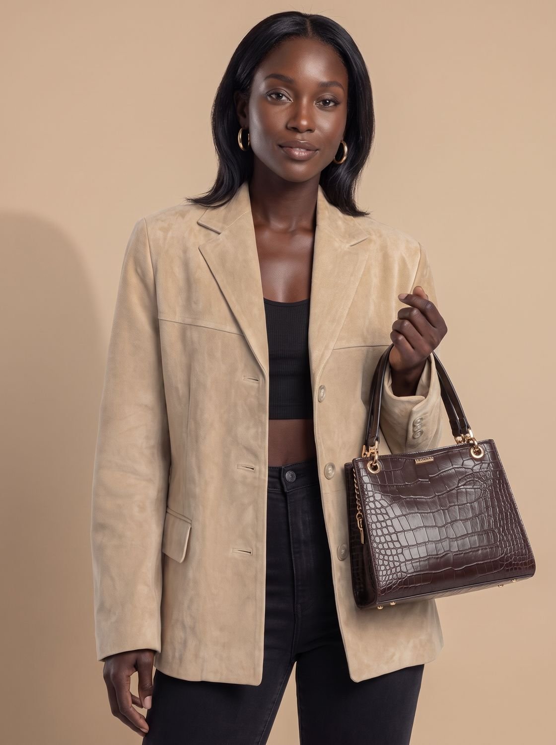 Sienna | Women's Wool Blend Single-Breasted Lapel Overcoat, Brown