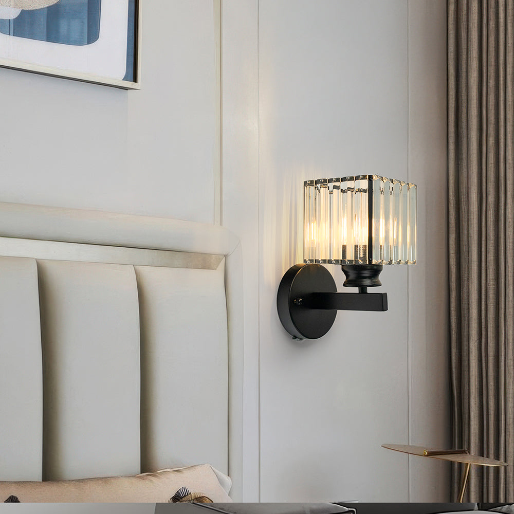 Faceted Crystal Panel Modern Iron Wall Light