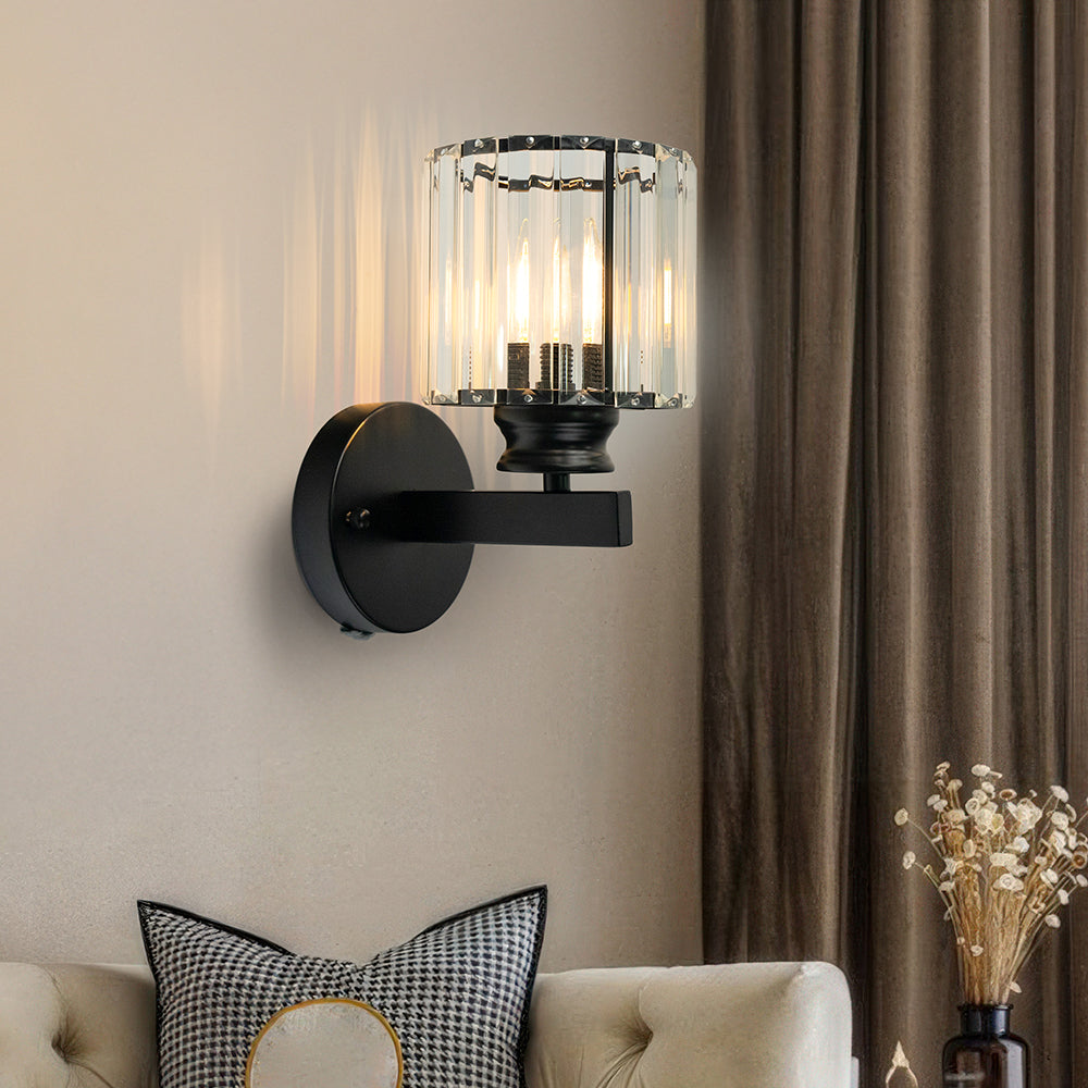 Faceted Crystal Panel Modern Iron Wall Light