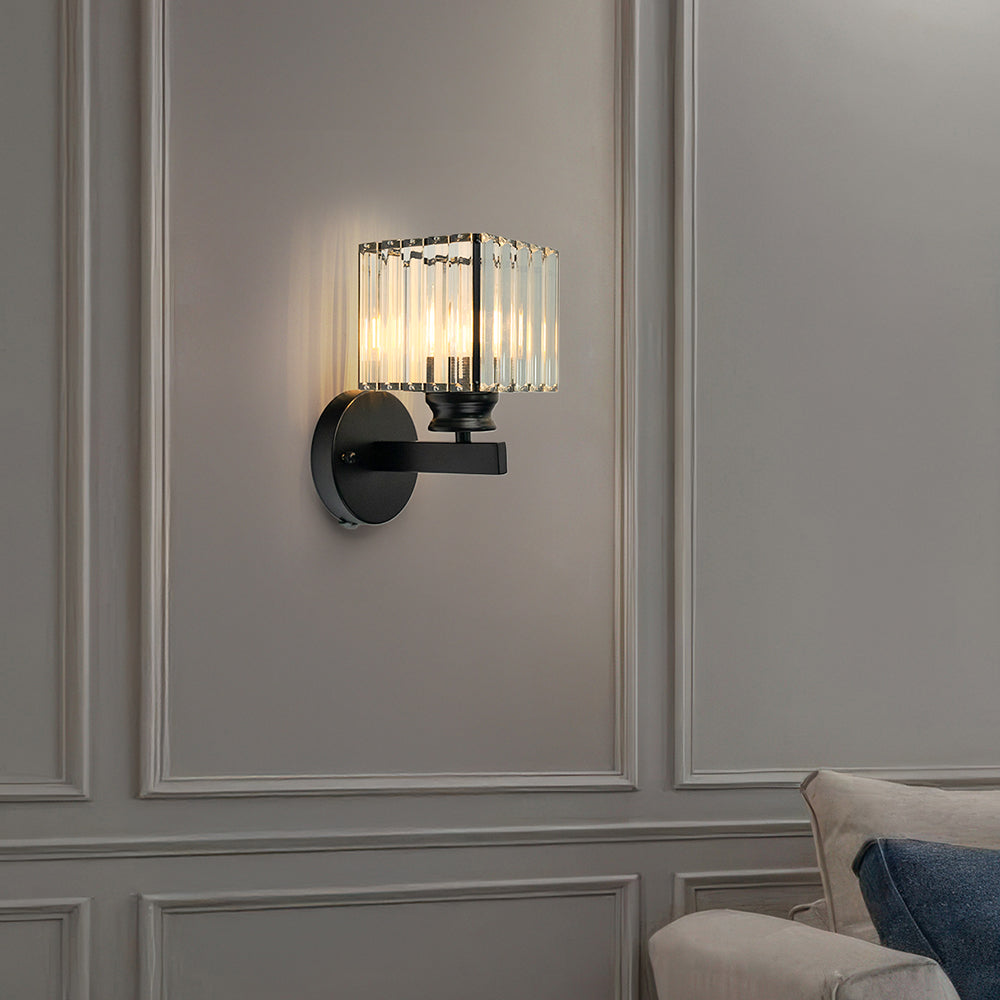 Faceted Crystal Panel Modern Iron Wall Light