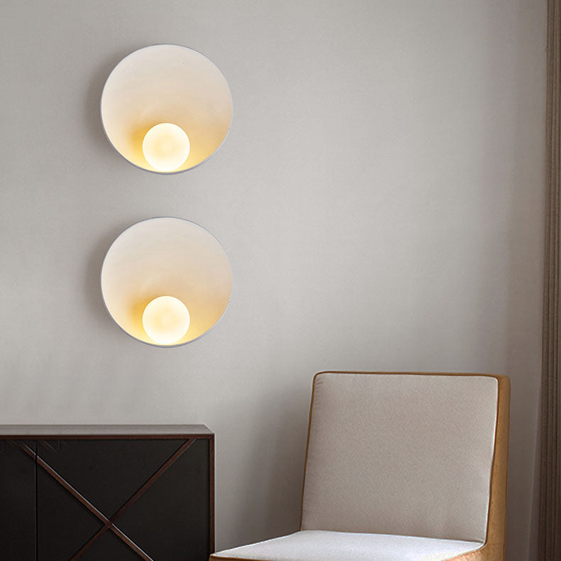 Minimalist Round Resin Iron Frosted Glass Wall Light