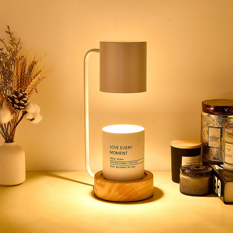 Japanese Minimalist Wooden Base Dimmable Candle Warmer Table Lamp