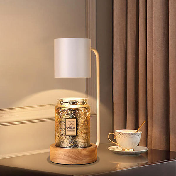 Japanese Minimalist Wood And Metal Candle Warmer Table Lamp