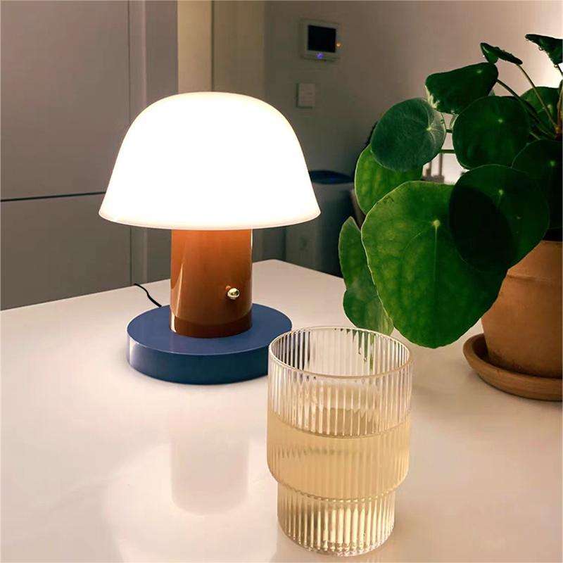 Sculptural Mushroom Shape Rechargeable Touch Dimming Cordless Table Lamp