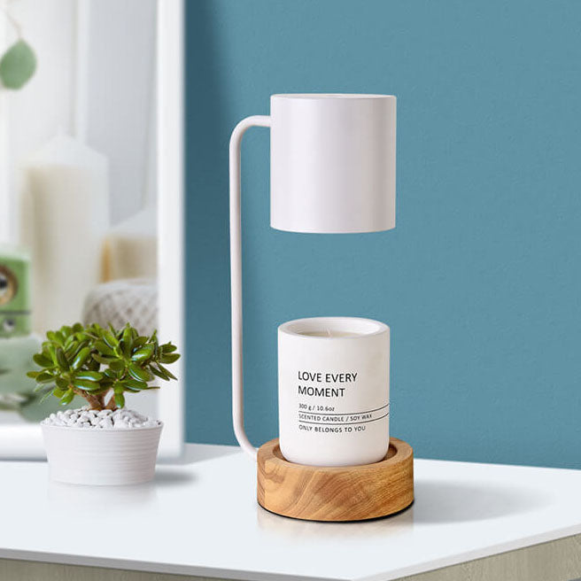 Japanese Minimalist Wood And Metal Candle Warmer Table Lamp