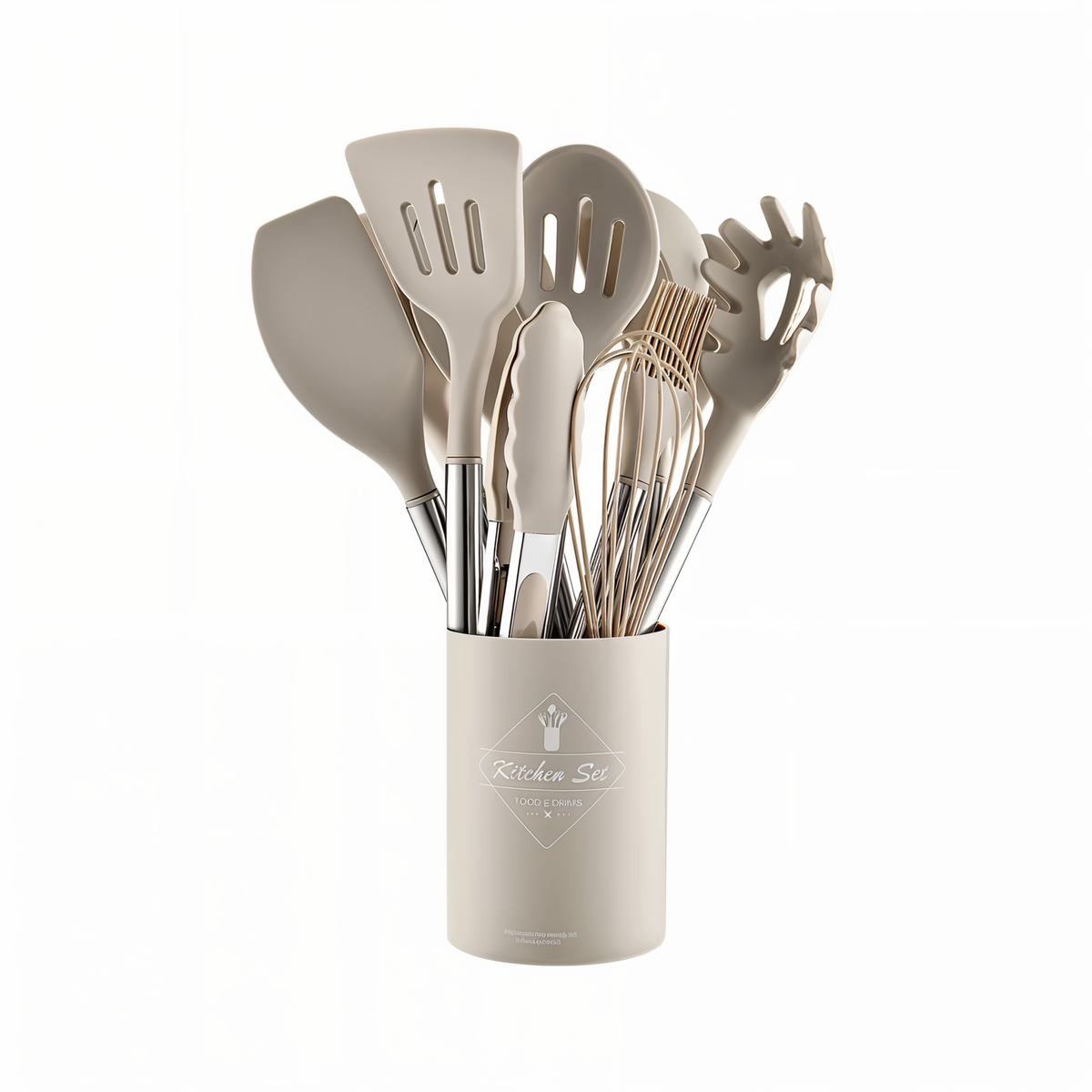 Heat Resistant Silicone Stainless Steel Handle Kitchen Utensil Set