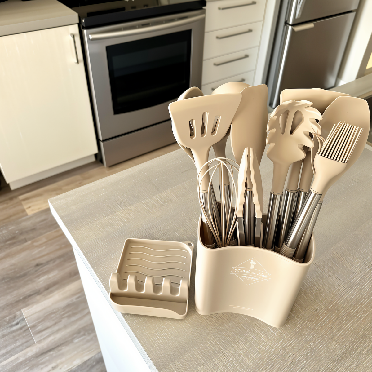 Heat Resistant Silicone Stainless Steel Handle Kitchen Utensil Set