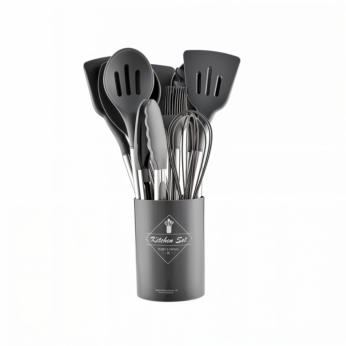 Heat Resistant Silicone Stainless Steel Handle Kitchen Utensil Set