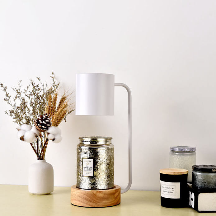 Japanese Minimalist Wood And Metal Candle Warmer Table Lamp