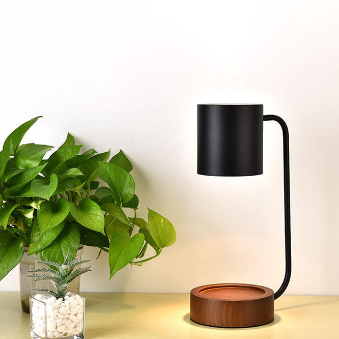 Japanese Minimalist Wooden Base Dimmable Candle Warmer Table Lamp
