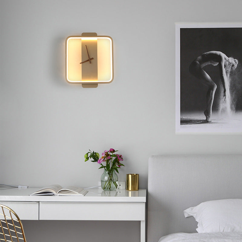 Nordic Minimalist Acrylic Clock Bedside Wall Light