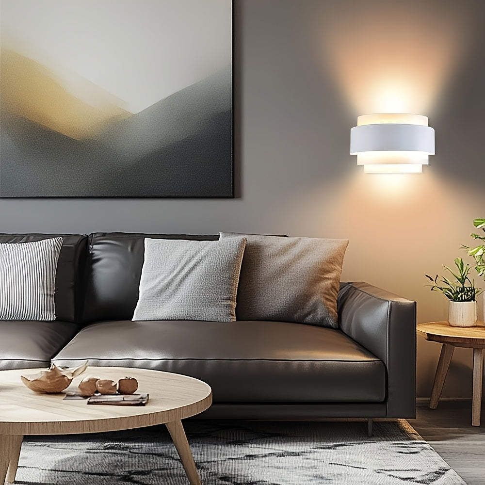 Sculptural Layered Metal Up Down Architectural Wall Light