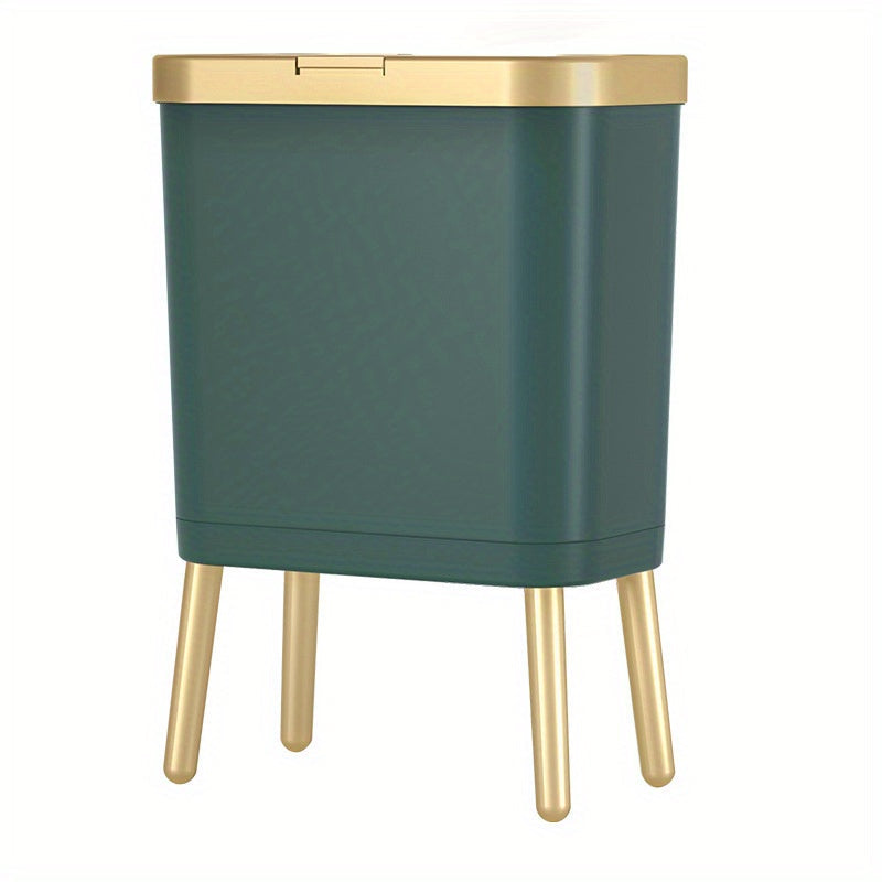 Slim Rectangular Elevated Leg Flip Top Trash Can