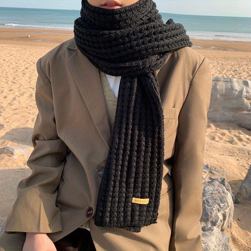 Geometric Pattern Knitted Polyester Unisex Winter Scarf