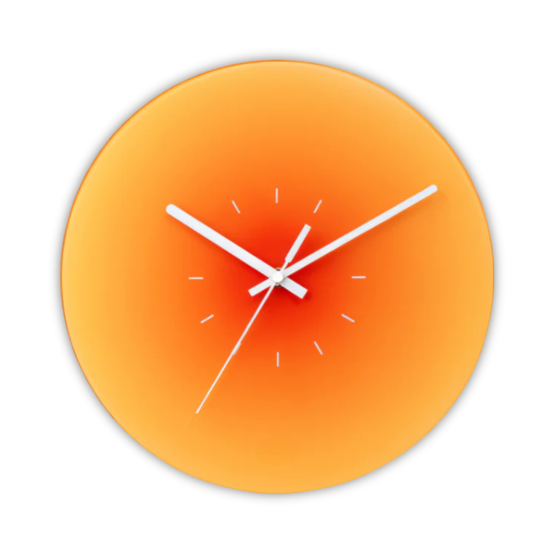Gradient Sunset Glass Round Wall Clock With Silent Quartz Movement
