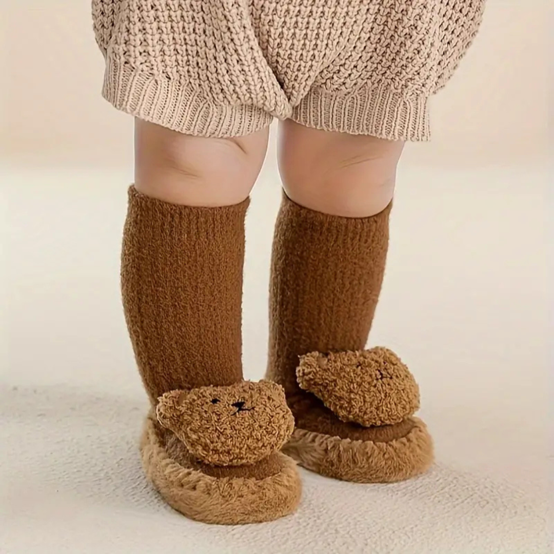 Soft Plush Bear Design Slip-On Children's Slipper Socks