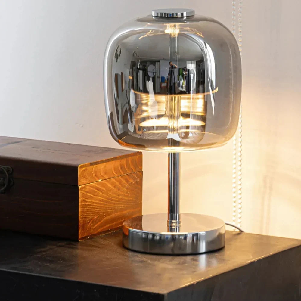 Spherical Frosted Glass Iron Dimmable USB Powered Table Lamp