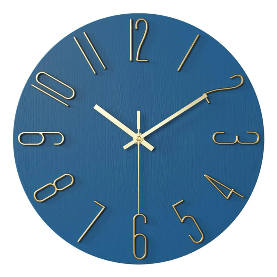 Minimalist Scandinavian Silent Quartz Gold Accent Wall Clock