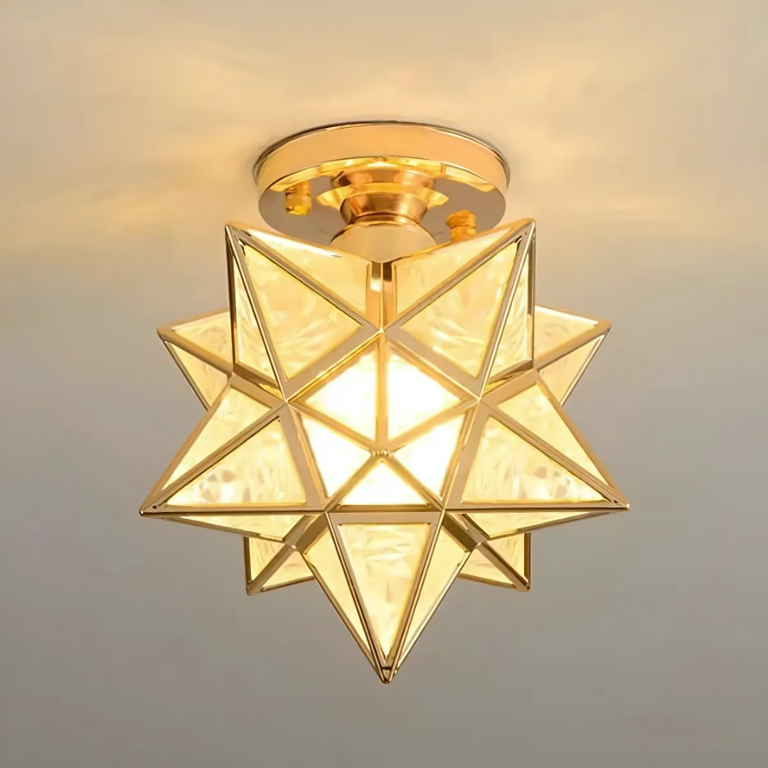 Geometric Star Frame Frosted Glass Ceiling Light