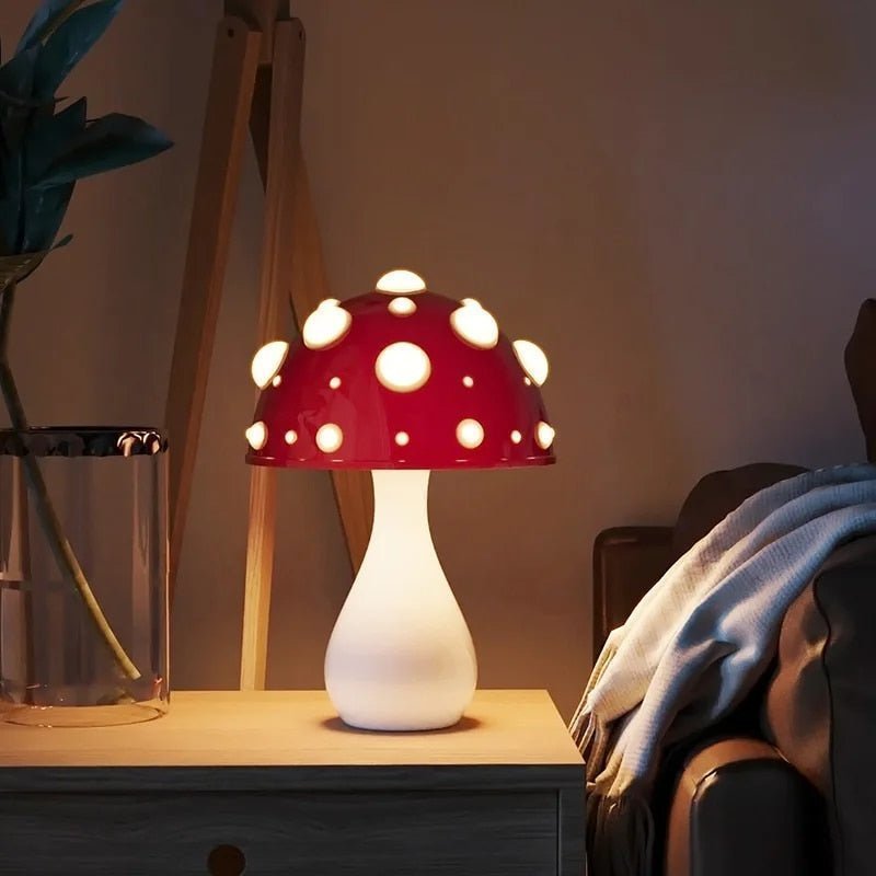 Sculptural Amanita Mushroom Dome Rechargeable Dimmable Table Lamp