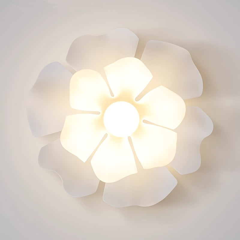 Sculpted Rose Petal Flower Bloom Semi-Flush Ceiling Light