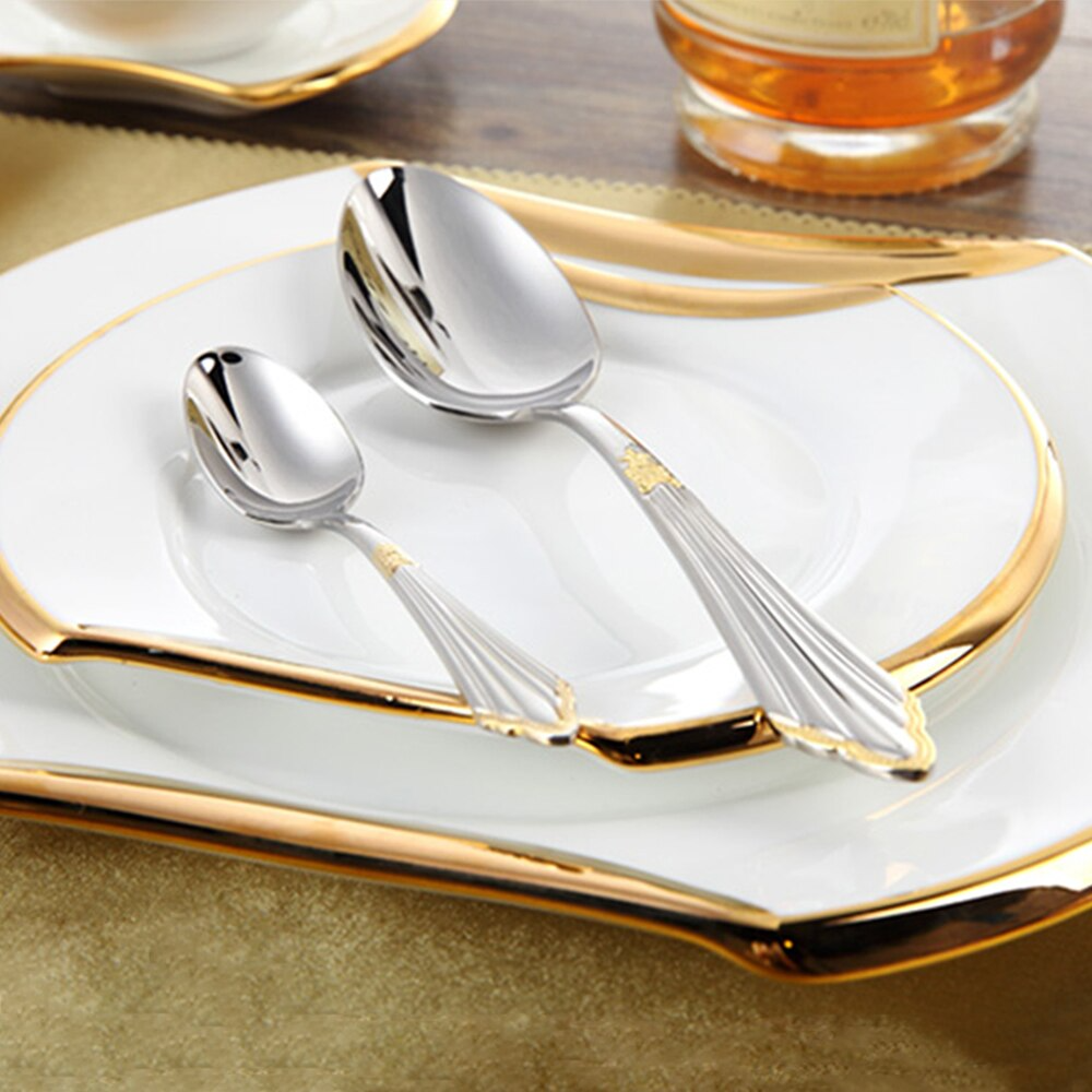 Engraved Gold Finish Polished Stainless Steel Cutlery Set