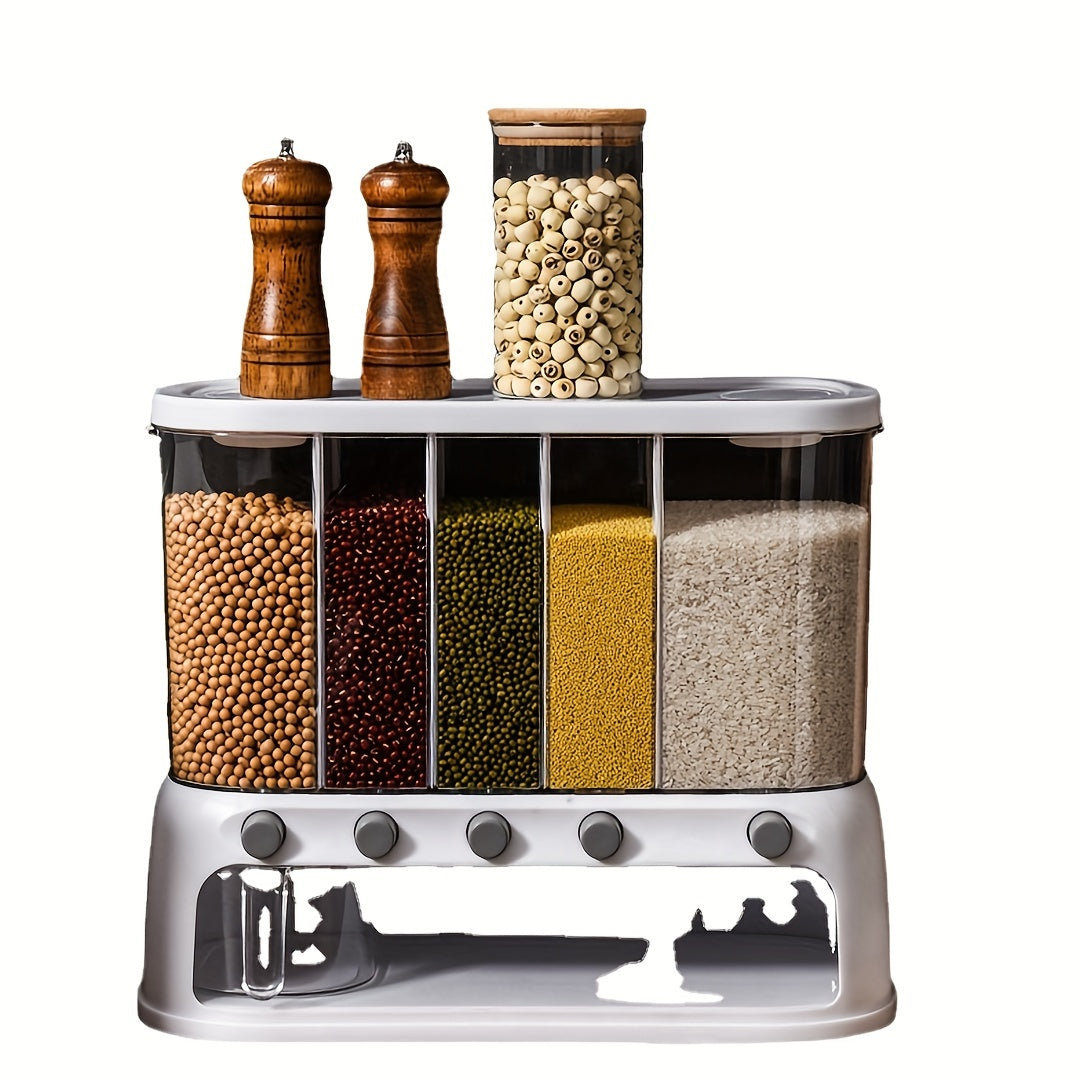 Transparent Compartmentalized Airtight Flip-Top Pantry Grain Storage Container